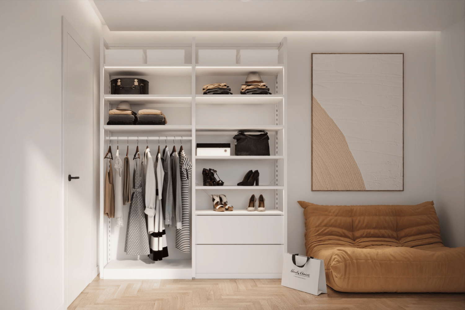 Free-Standing or Free Standing Modular and Adjustable Wardrobe