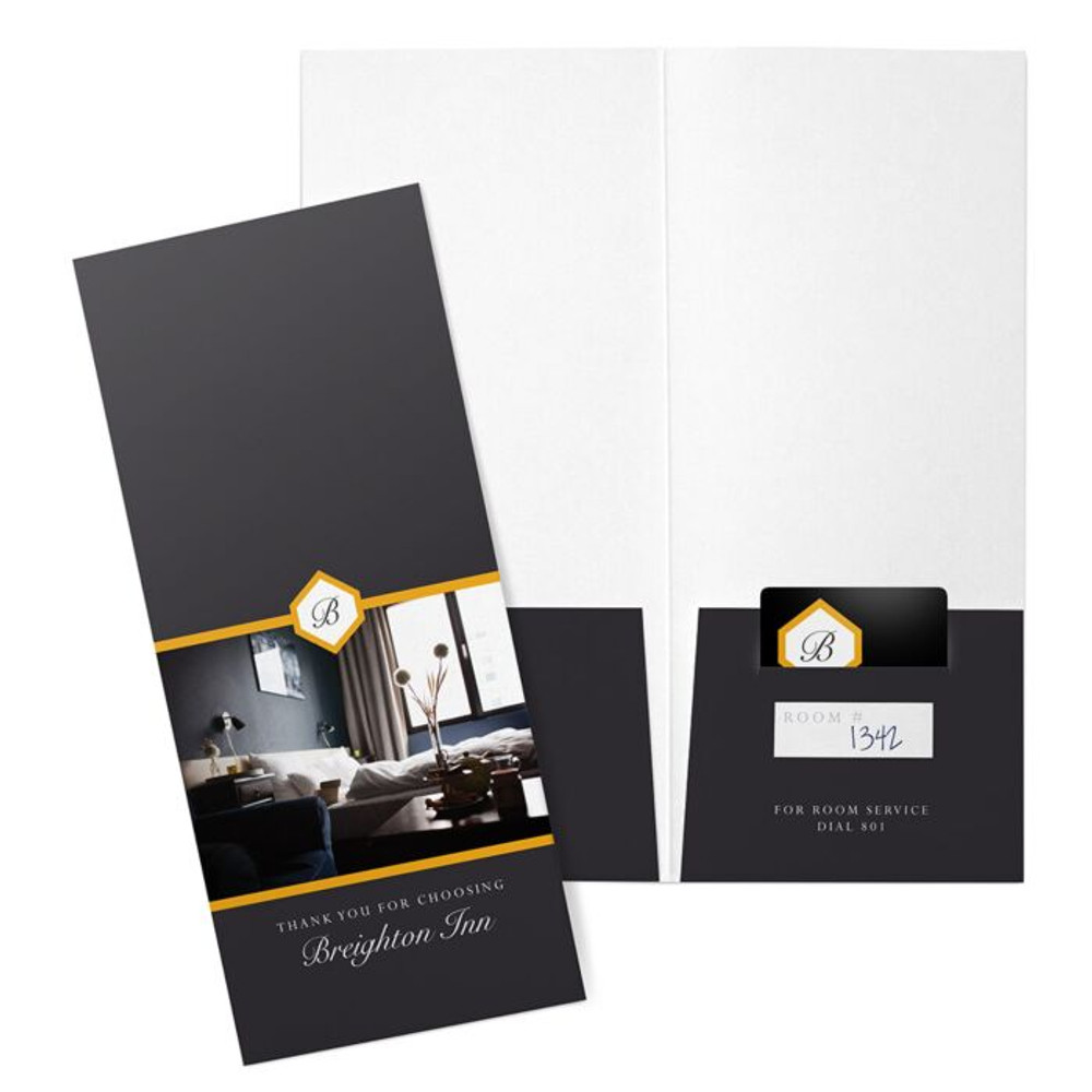 Hotel key card pocket folders