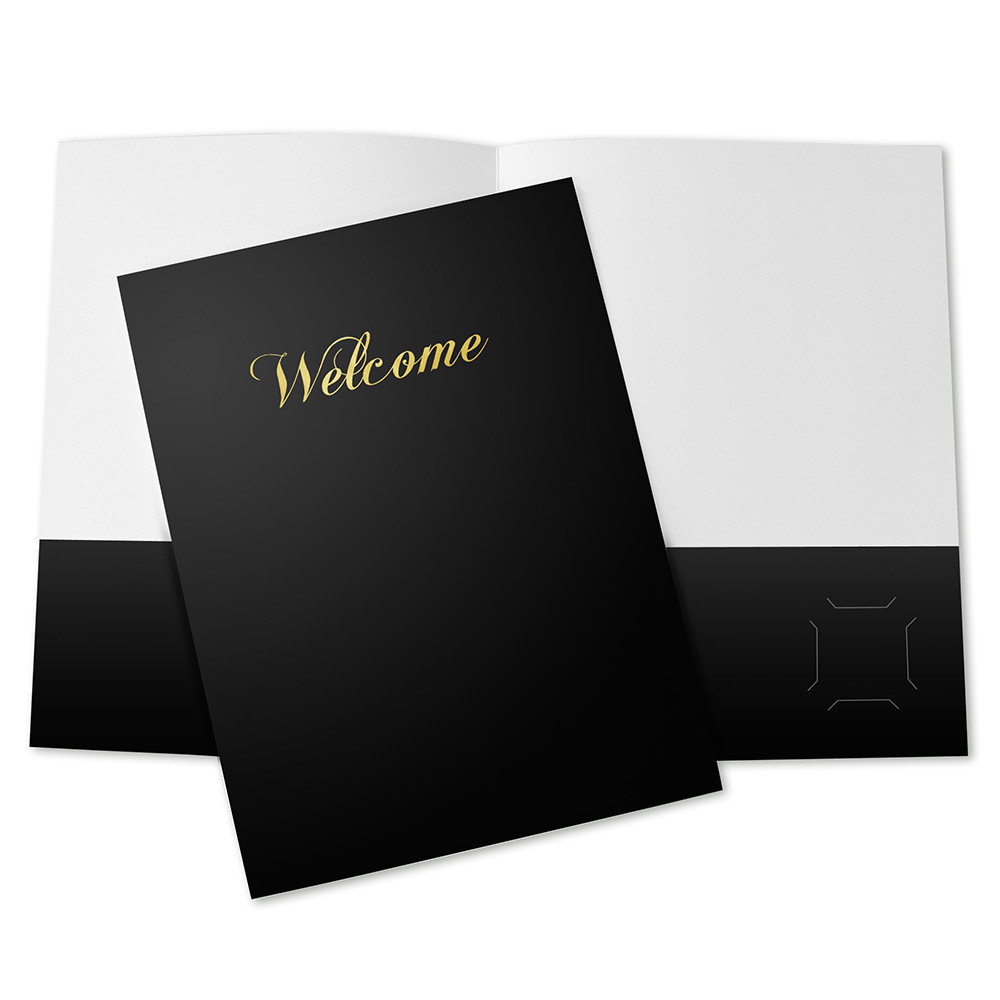 Classic welcome folder with script font design