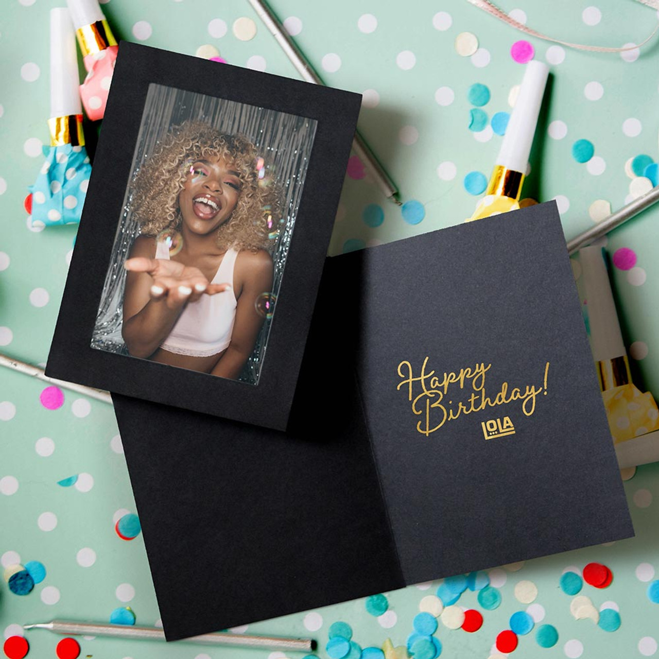 Personalized Black Photo Insert Card | Studio Style