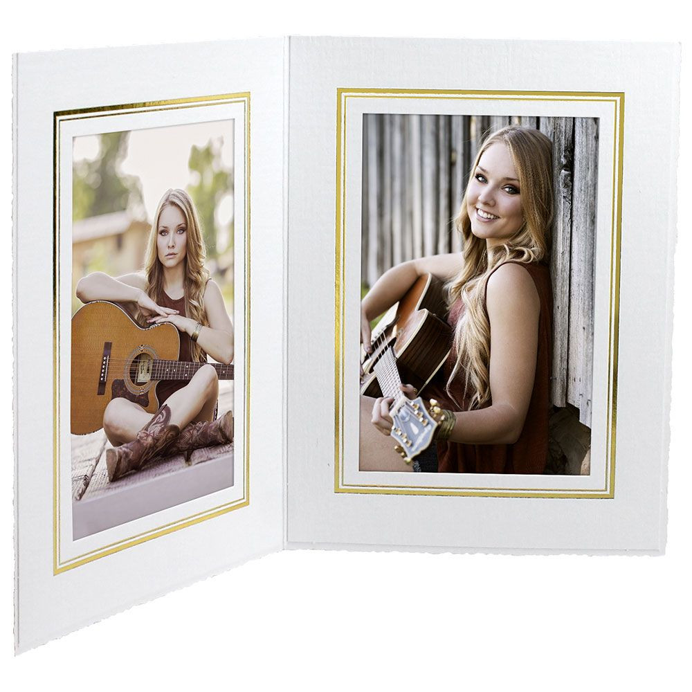 Custom Vertical Double White Portrait Folder with Border | Studio Style