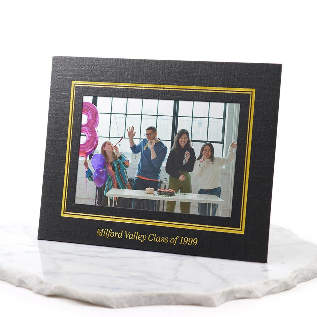 Personalized Black Paper Picture Frames w/Gold Border