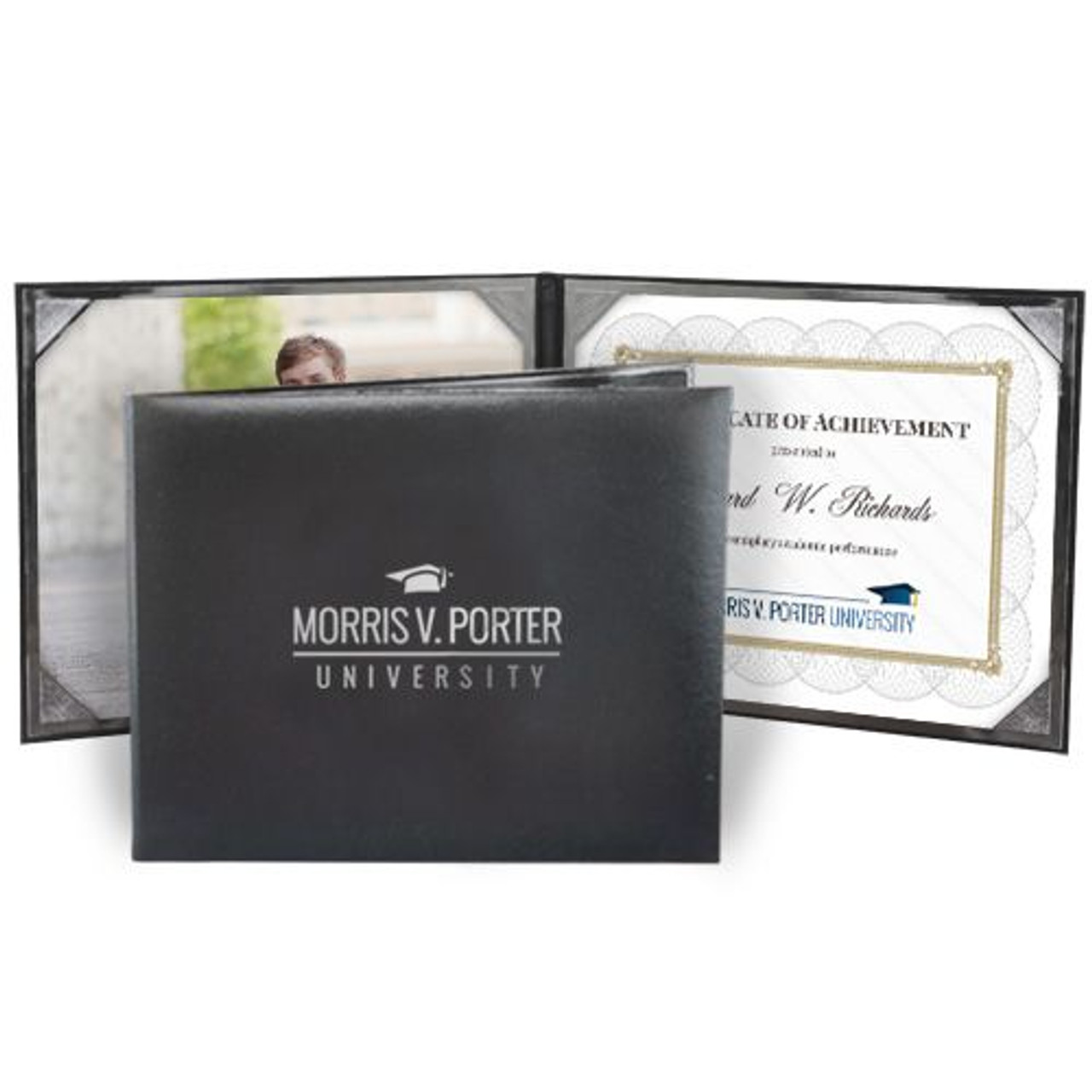 Double Black Padded 8x10 Certificate Folio with Logo