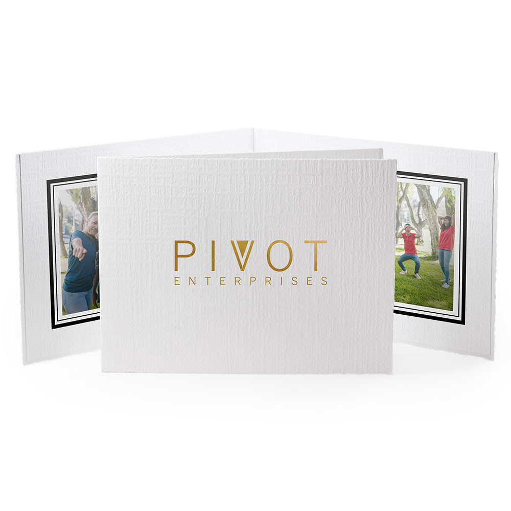 Horizontal White Double Portrait Folder, Personalized | Studio Style