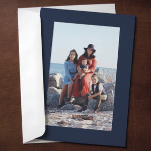 Navy blue photo insert card with white envelope Navy blue photo insert card with white envelope