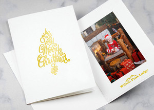 Custom holiday photo folder with typography Christmas tree design Custom holiday photo folder with typography Christmas tree design