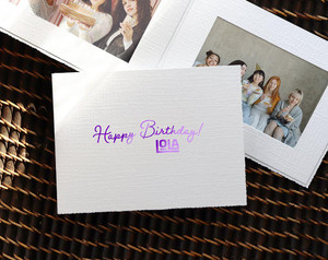 White portrait folder for two photos with custom logo imprint White portrait folder for two photos with custom logo imprint