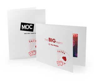 Personalized casino-themed photo folders with event branding and logos Personalized casino-themed photo folders with event branding and logos
