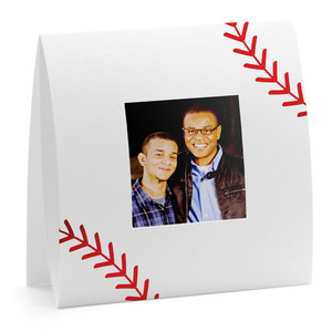 White Instax Square frame with red baseball stitching design White Instax Square frame with red baseball stitching design