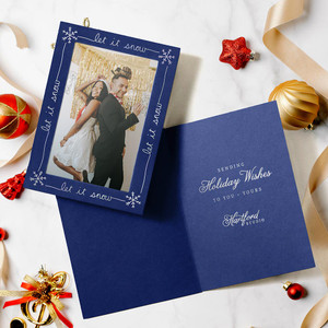 Custom Christmas card with photo insert and snowflake design Custom Christmas card with photo insert and snowflake design