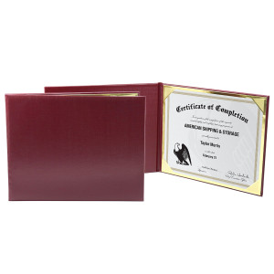Padded burgundy portrait folio for one 8x10 certificate or photo. Padded burgundy portrait folio for one 8x10 certificate or photo.