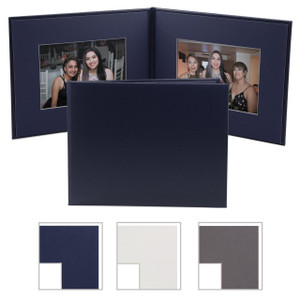Blank navy blue photo folio with navy mats for two horizontal 5x7 photos Blank navy blue photo folio with navy mats for two horizontal 5x7 photos