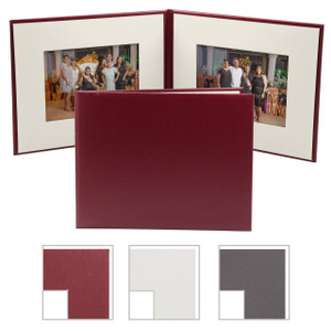 Blank burgundy photo folio with cream mats for two horizontal 5x7 photos Blank burgundy photo folio with cream mats for two horizontal 5x7 photos