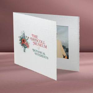 White portrait folder with printed event personalization