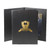 Custom black portrait folder with gold foil logo