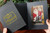 Merry Christmas photo folder with picture of Santa and child