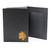 Vertical black photo folder with autumn leaf foil stamped design