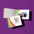 Pride parade photo folder with rainbow watercolor design and logo