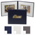 Personalized navy blue photo folio with cream mats for two horizontal 5x7 photos