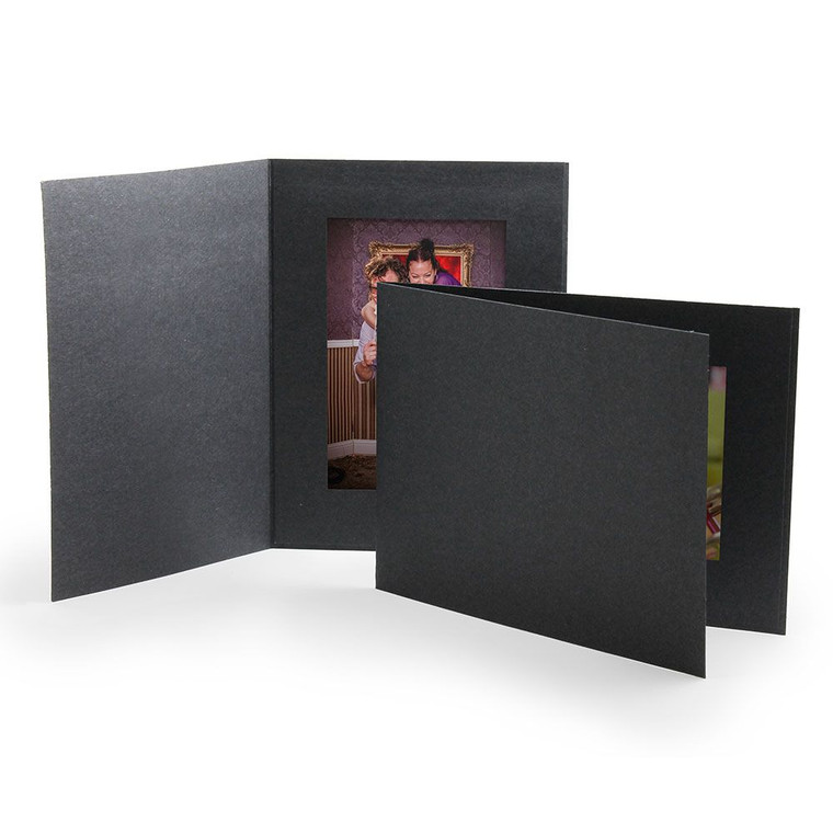 Horizontal and vertical black photo folders