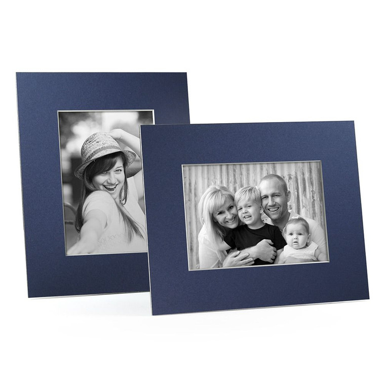 Blank blue mat board frames for horizontal or vertical photos