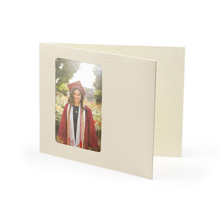 Ivory photo insert card for wallet prints is blank inside