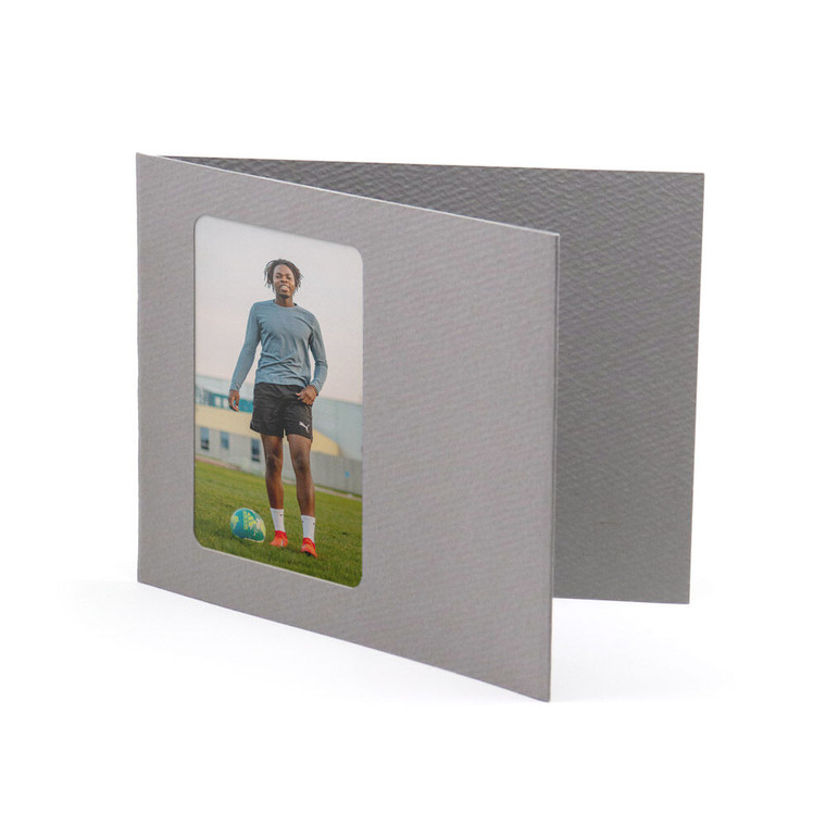 Gray photo insert card for wallet prints is blank inside