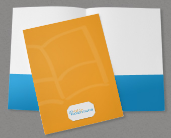 Business card slits on front cover of pocket folder