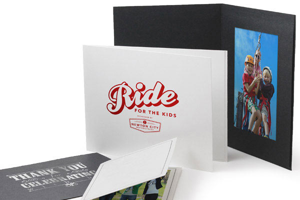 Custom imprinted photo event folders with logos and branding