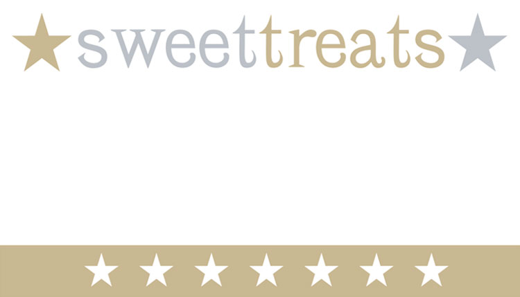 Sweet treats bag topper with gray and gold star design