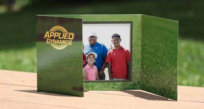 Green golf gatefold photo folder for tournaments