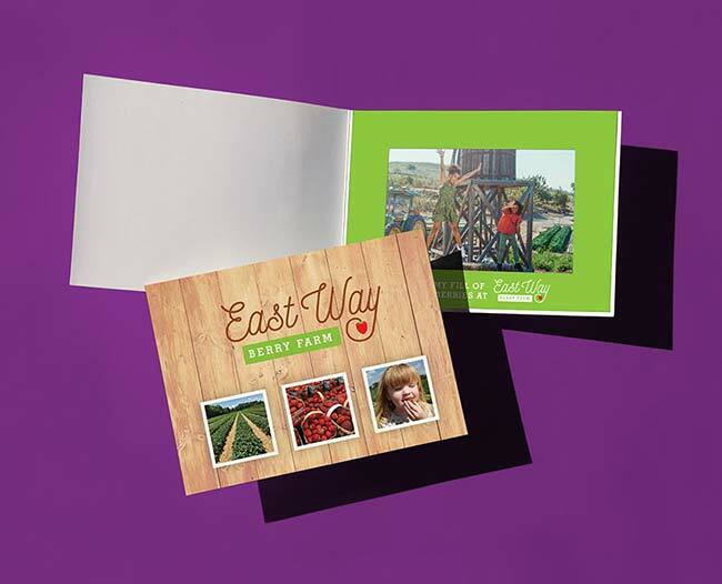 Custom printed photo event folder for a berry farm