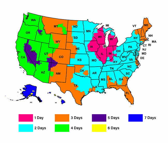 FedEx ground shipping map from Studio Style