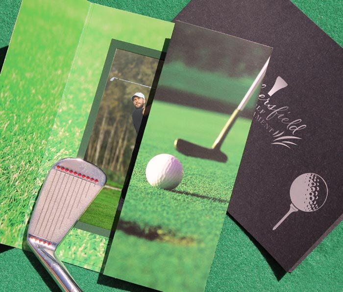 Golf-themed photo folders with custom personalization