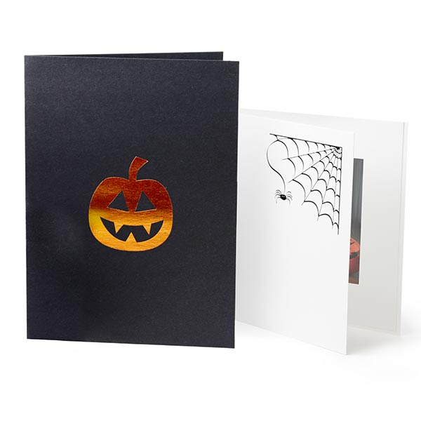 Halloween photo folders with pumpkin and spider designs