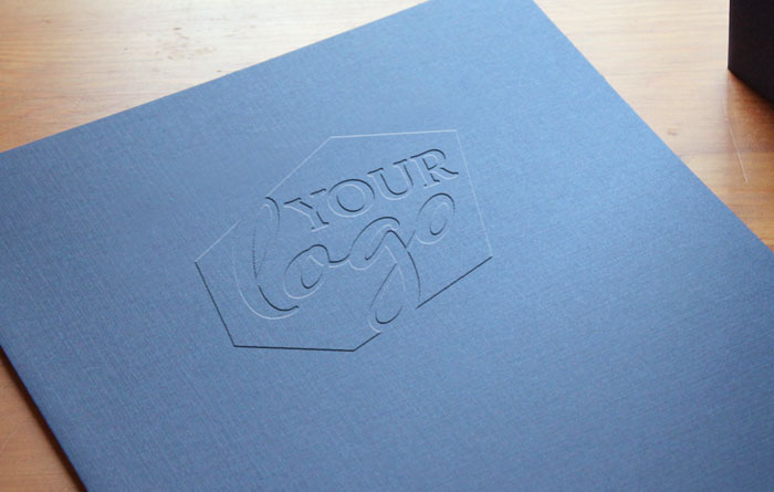 Custom embossed presentation folder with logo