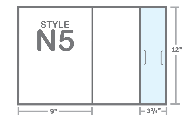 Template for 9x12 pocket folder with one vertical pocket