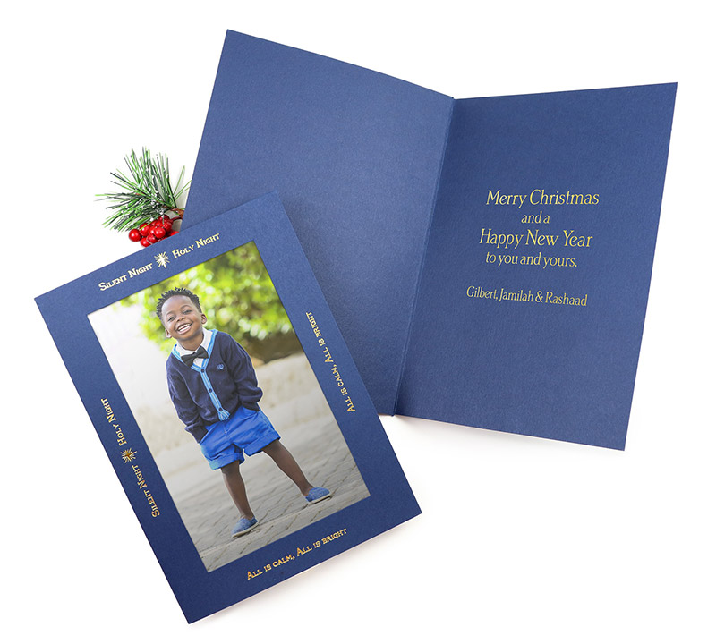 Navy blue photo insert Christmas card