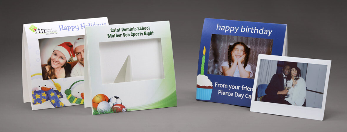 A collection of themed Instax paper frames with event logos print on the frame.