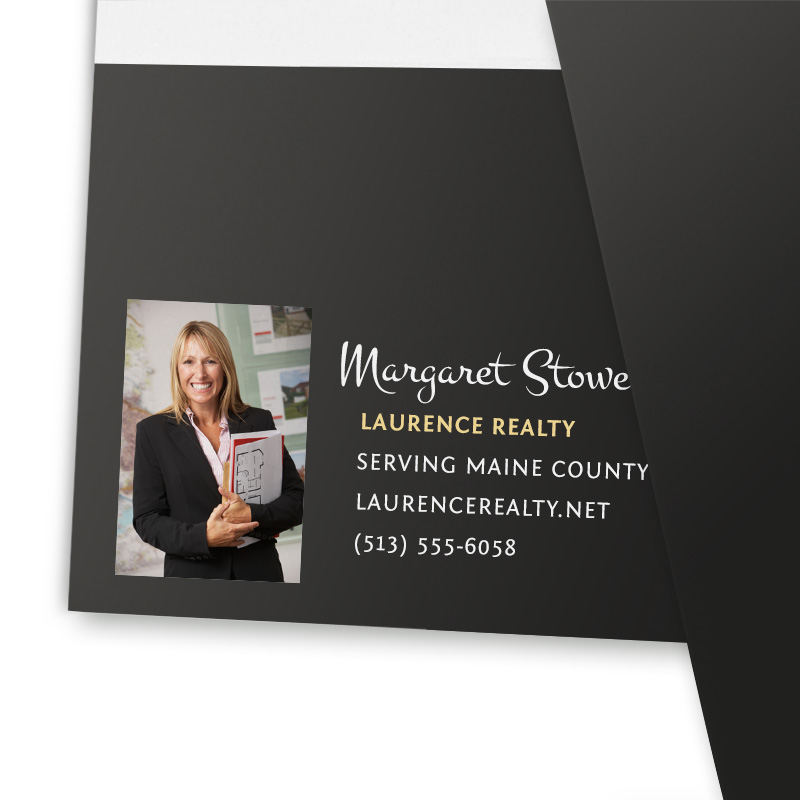 Realtor pocket folder with professional headshot