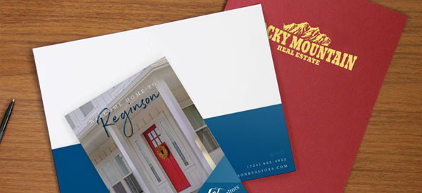 Small and large pocket folders with realtor logos