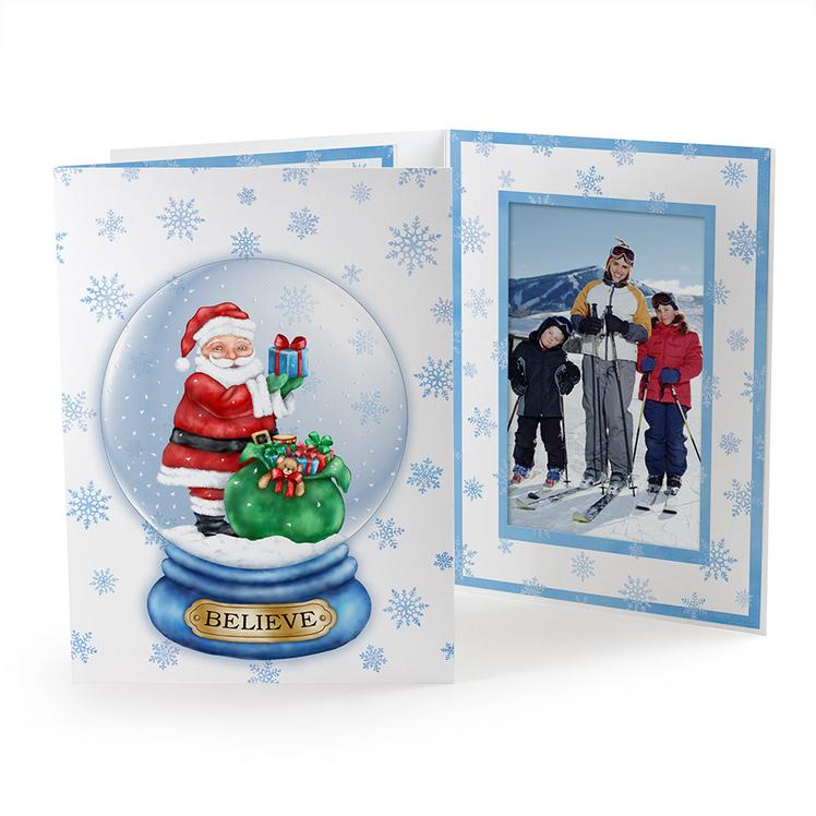 Santa Snow Globe Christmas photo folder