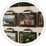 Paper picture frames holding vacation pictures