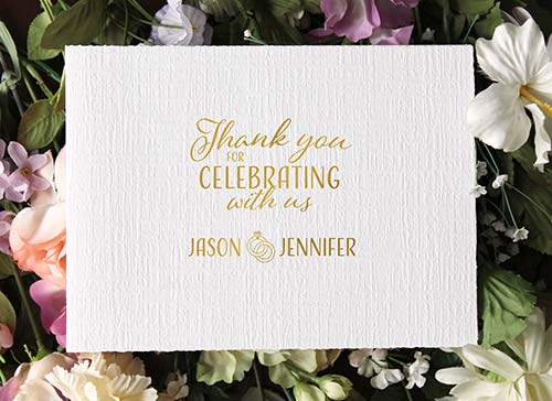 White studio portrait folder with gold foil wedding imprint