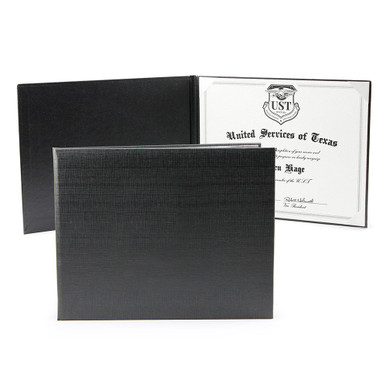 Double Black Padded 8x10 Certificate Folio with Logo