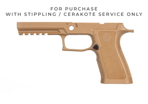 Sig P320 X-Full Coyote Tan Medium Grip Module for purchase with stippling and or cerakote services Sig P320 X-Full Coyote Tan Medium Grip Module for purchase with stippling and or cerakote services