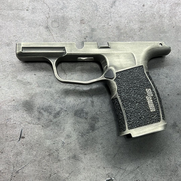 Brushed Steel Sig P365 XL CCW Package Cerakote and Stippling by Integral Defense Group / IDG Stippling