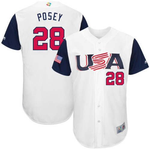#28 Buster Posey Usa National Baseball World Classic 2017 White Jersey