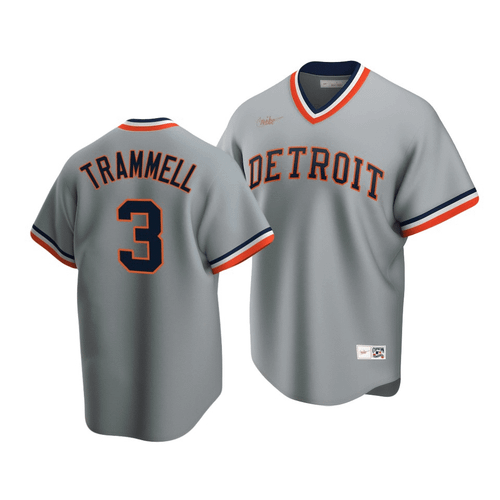 Men'S Detroit Tigers Alan Trammell #3 Cooperstown Collection Gray Road Jersey