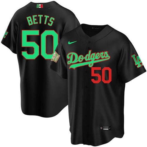 Los Angeles Dodgers Mookie Betts #50 Fluorescent Green Black Jersey For Fans